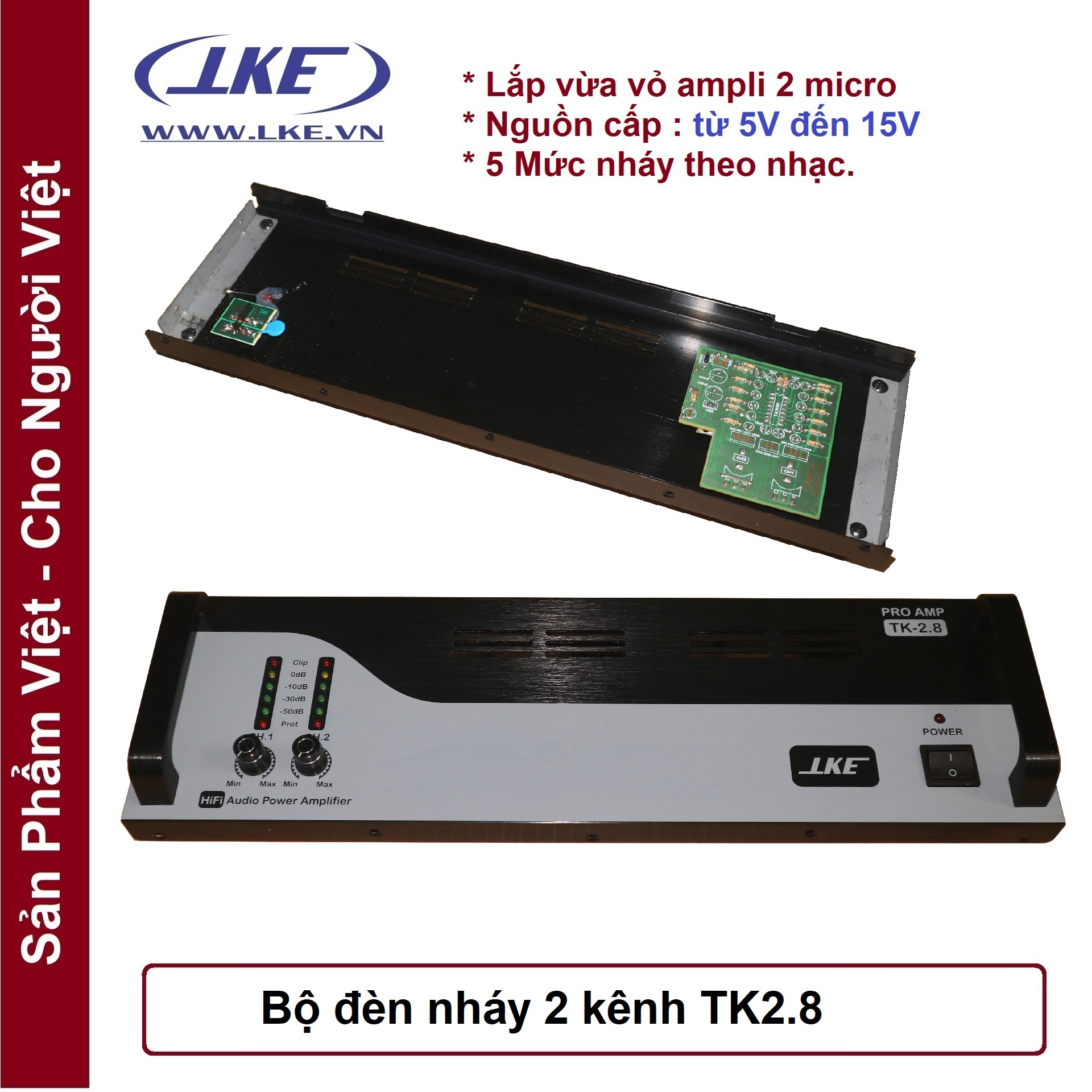 Mặt nhôm ampli tk2.8 chế ampli thành main 2 kênh.
