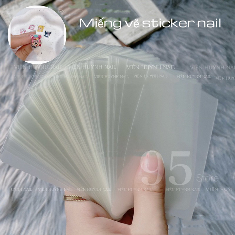 Set 10 miếng mica vẽ sticker nail không có lớp keo