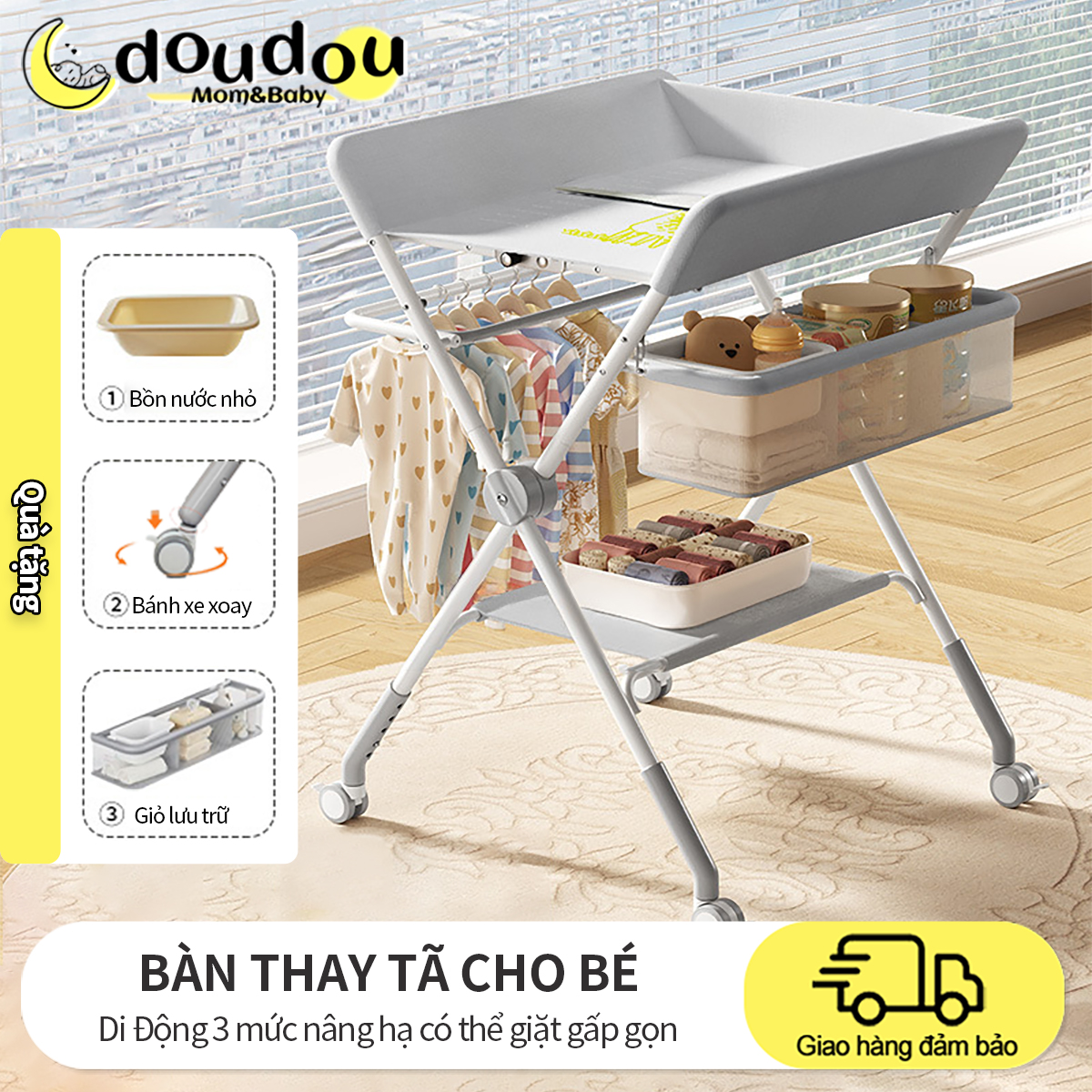 Bàn thay tã cho bé cho bé có thể gấp gọn dễ dàng thay tã dùng làm giường bàn chăm sóc bé