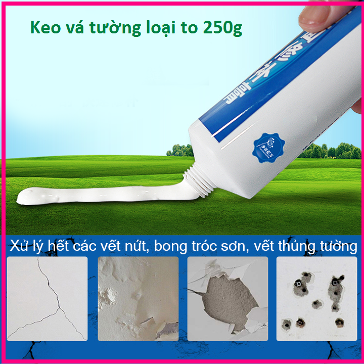 Keo vá tường, Keo Vá Vết Nứt Tường - Keo Trám Tường, Keo vá tường đa năng chống thấm Cao Cấp Loại to 250g (Tặng vòi bơm keo và thanh mài tường)