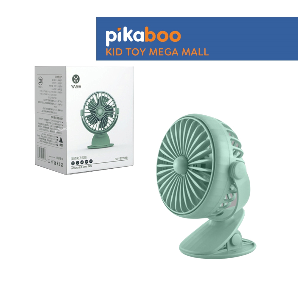Quạt tích điện Quạt sạc kẹp bàn cao cấp Pikaboo chất liệu nhựa an toàn bền đẹp kiểu dáng nhỏ nhắn rất xinh màu sắc trang nhã lịch sự