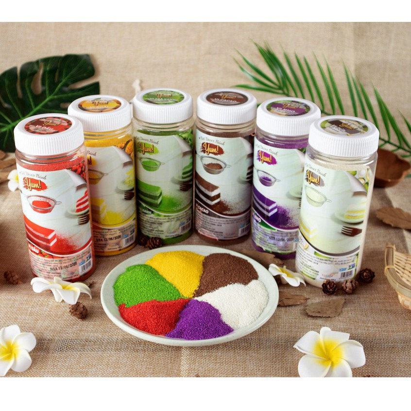Bột rắc Yum trang trí bánh sinh nhật các vị , cốm mịn trang trí bánh, bột rắc bánh