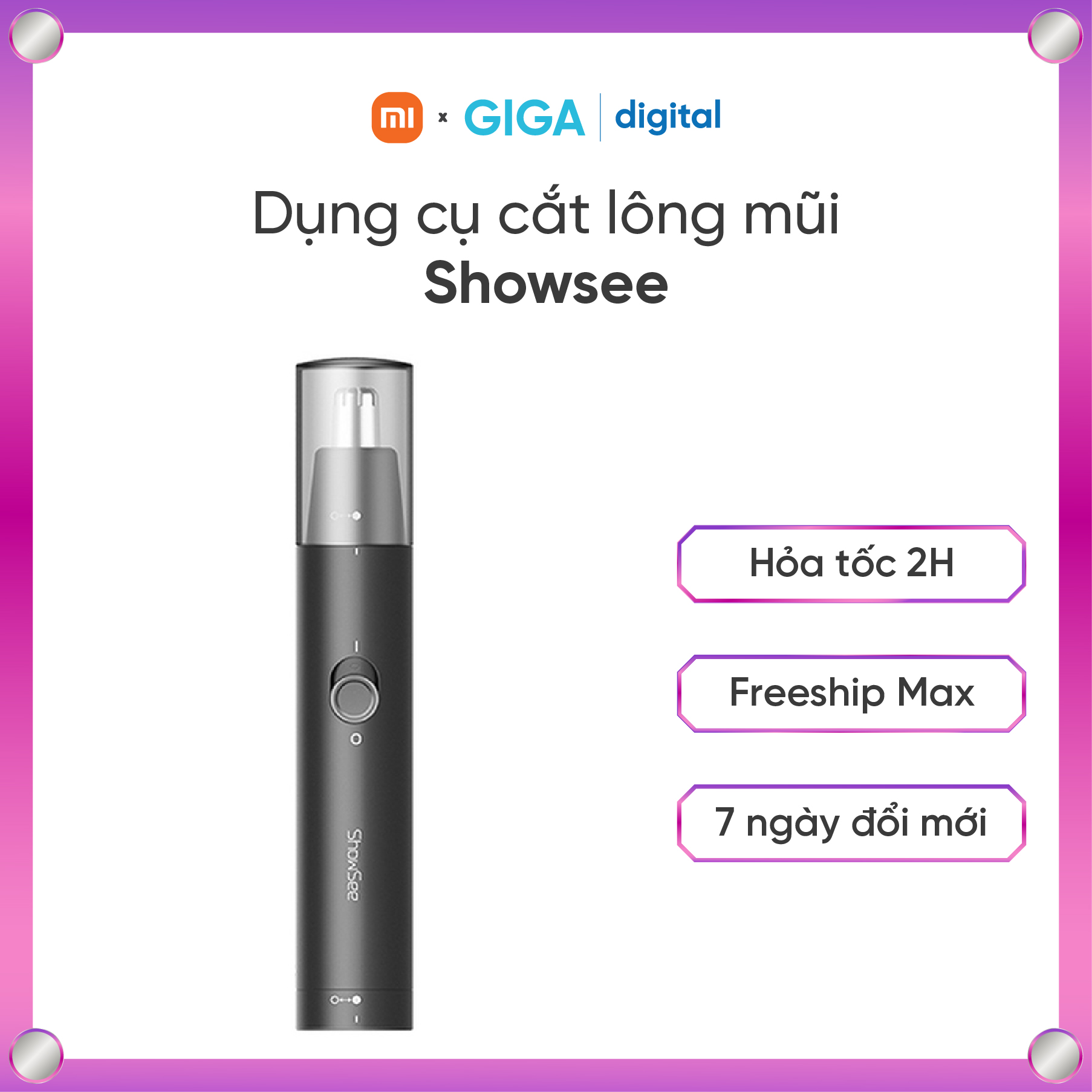    Hỏa tốc HN - HCM     Máy cắt lông mũi xiaomi ShowSee c1 BI-CK | Máy tỉa lông mũi an toàn 