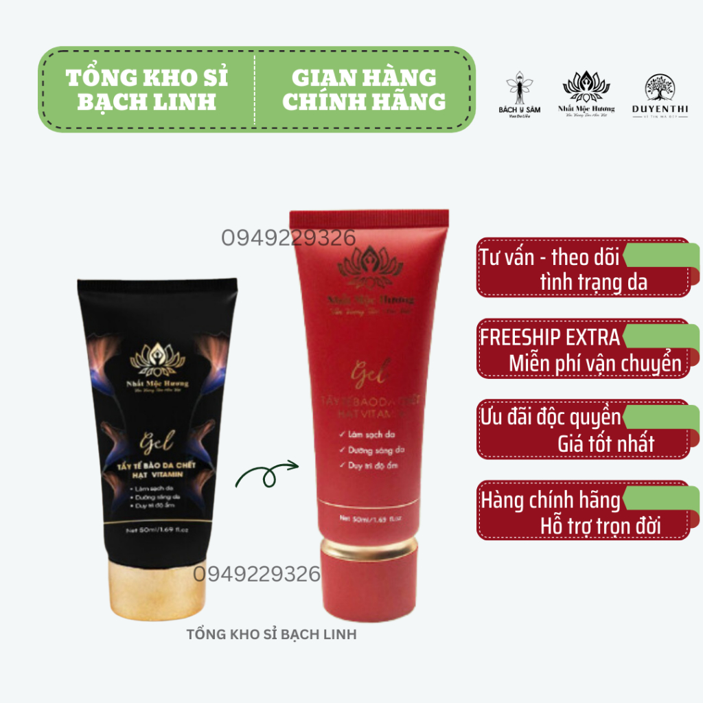 Tẩy da chết face bách y sâm tẩy tế bào chết vitamin dạng hạt duyên thị 50gr