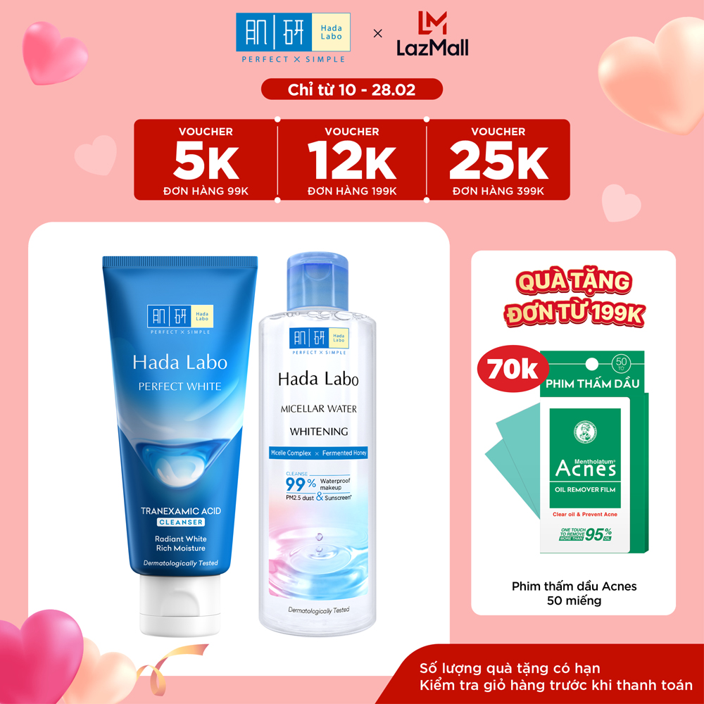 [VB] Bộ 2 nước tẩy trang & sữa rửa mặt sạch sâu dưỡng trắng tối ưu Hada Labo