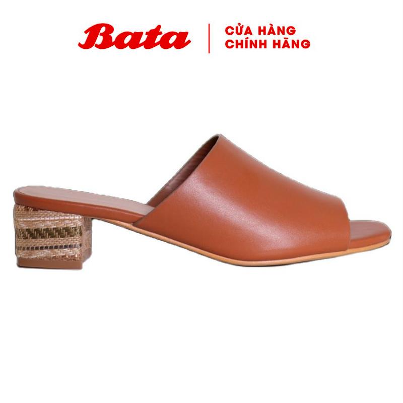 Dép cao gót 4cm nữ màu nâu bata 660-3108