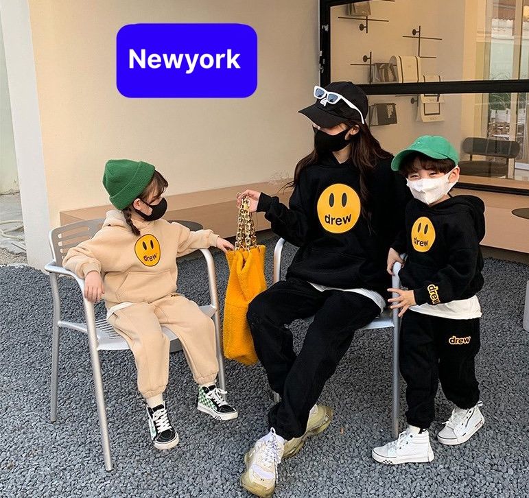 Sét đồ bộ nỉ dày da cá hoddie quần áo trẻ em drew thu đông , bé trai bé gái, unisex cho bé từ 1 tuổi đến 6 tuổi cao cấp dễ thương elsa mẫu mới - newyork fashion
