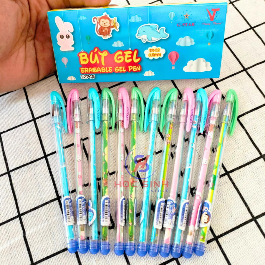Hộp 12 cây viết gel xóa được 0.5mm mực xanh, tím gstar er02