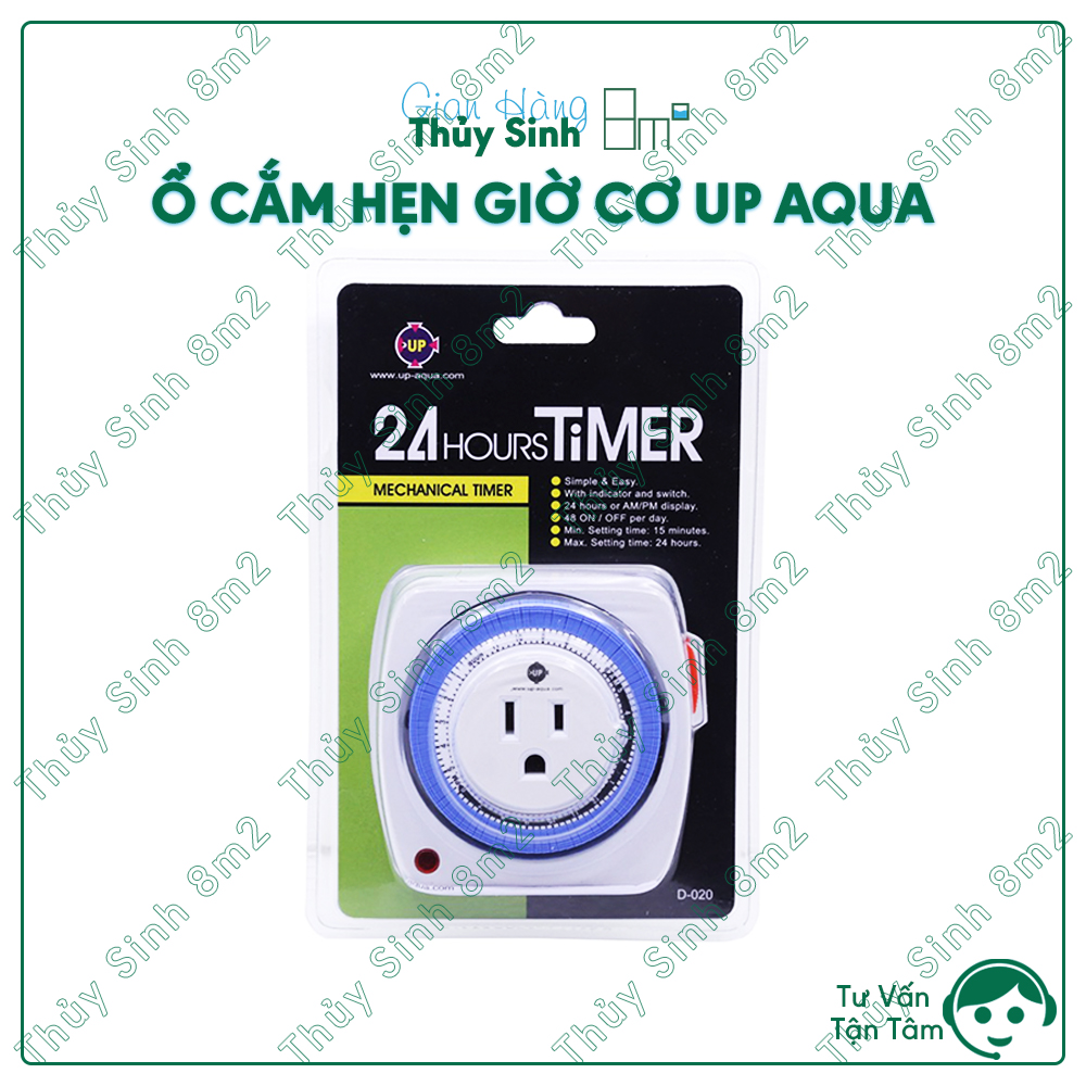 Timer cơ up-aqua, ổ cắm hẹn giờ tắt mở thiết bị điện, đèn, co2 thủy sinh | 8m2