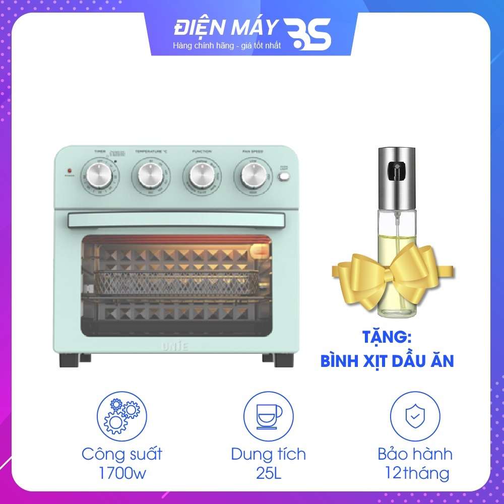 Lò nướng kiêm nồi chiên không dầu Unie Q37, dung tích lớn 25L, bảng điều khiển cơ dễ sử dụng, phụ kiện đa dạng