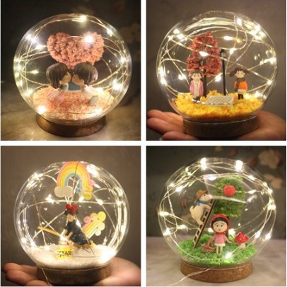 Bộ mô hình trong cầu thủy tinh cực kì đơn giản dễ làm mà lại xinh yêu cute