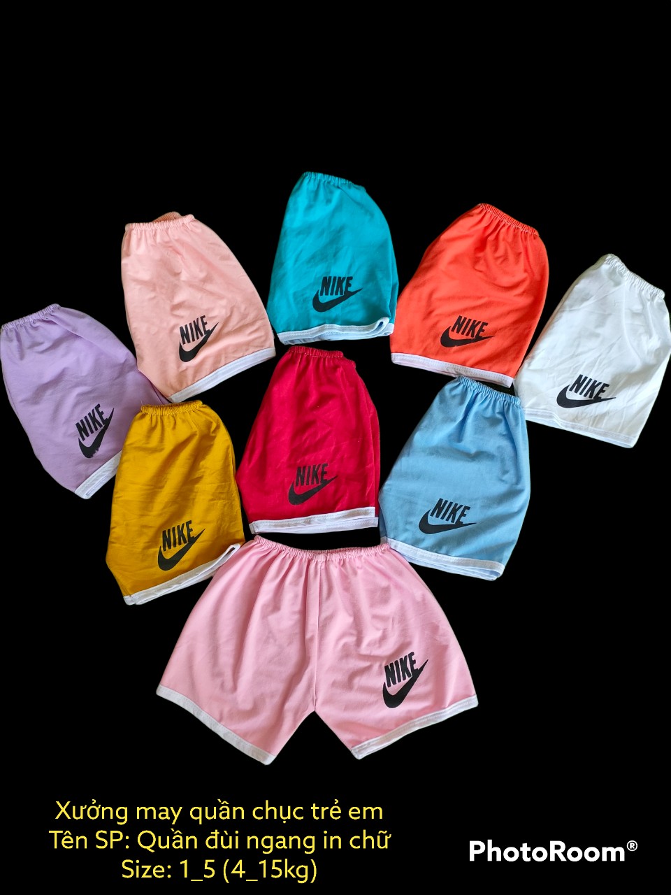 Set 10 quần đùi màu in chữ cho bé