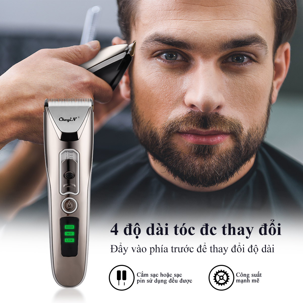 CkeyiN Tông Đơ Cắt Tóc Điện Chuyên Nghiệp Đầu Cắt Gốm Và Hợp Kim Titan CkeyiN Tông Đơ Cắt Tóc Điện Chuyên Nghiệp Đầu Cắt Gốm Và Hợp Kim Titan