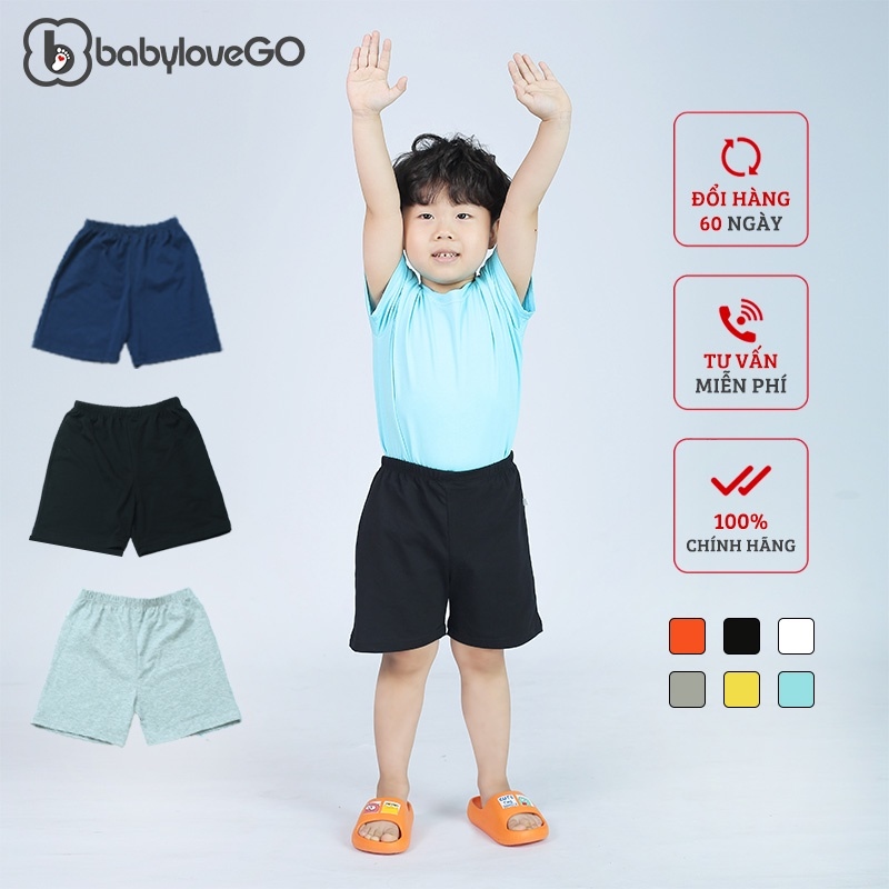 Quần đùi cho bé trai QT001 BabyloveGo chất liệu cotton sợi thoáng mát co giãn cho bé từ 8 đến 40kg