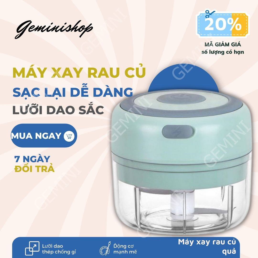 Máy Xay Tỏi Ớt Sạc Điện Cầm Tay ZM14 Mini 100ml xay được cả rau củ quả Tiện Lợi