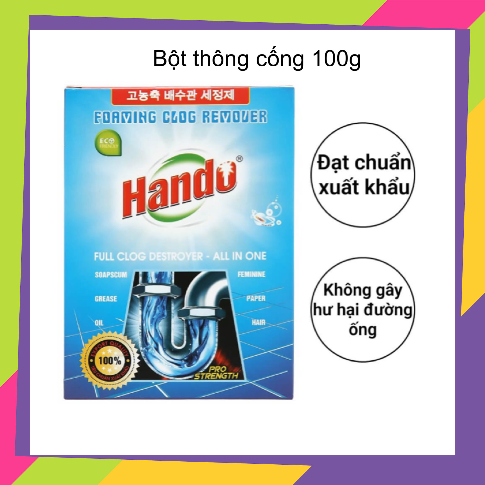 Bột thông cống nghẹt 100g xuất khẩu của hando