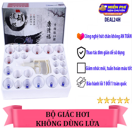 Giác Hơi Chân Không HÀN QUỐC không dùng lửa 24 ống HOT 2020 - Thiết Bị Y Tế Bộ Giác Hơi Cầm Tay Công Nghệ Mới ,Thanh Lọc Giải Độc Cơ Thể Tốt Cho Sức Khỏe Kèm Theo Dụng Cụ Hút Chân Không.Bh Uy Tín Bởi DEAL24H