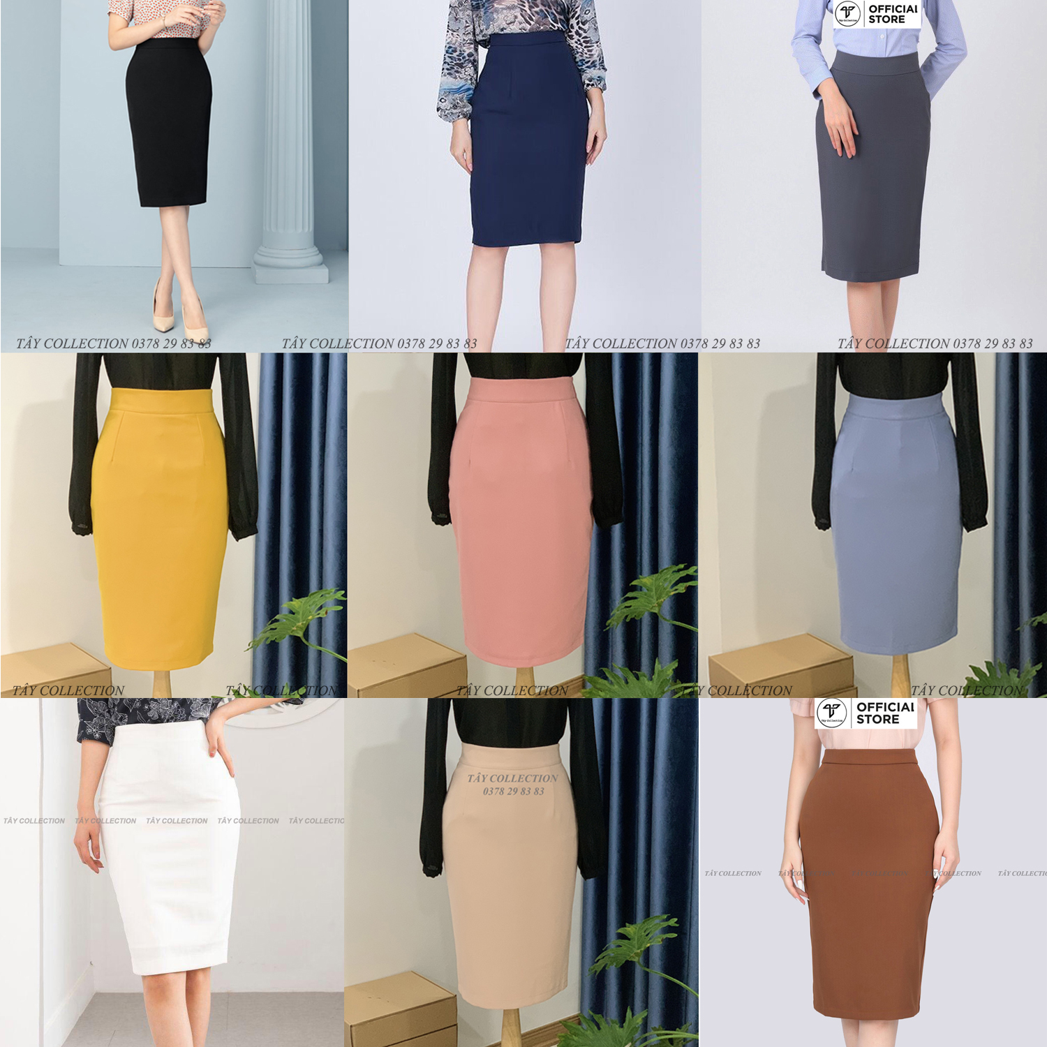 Chân Váy Công Sở Bút Chì 2 lớp cao cấp Tây Collection đủ màu dài 60cm qua gối có bigsize