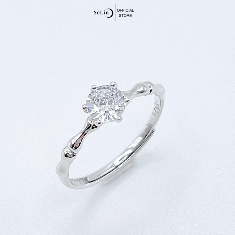 Nhẫn bạc nữ 925 đính đá đẹp đơn giản cá tính selin jewelry - 0090