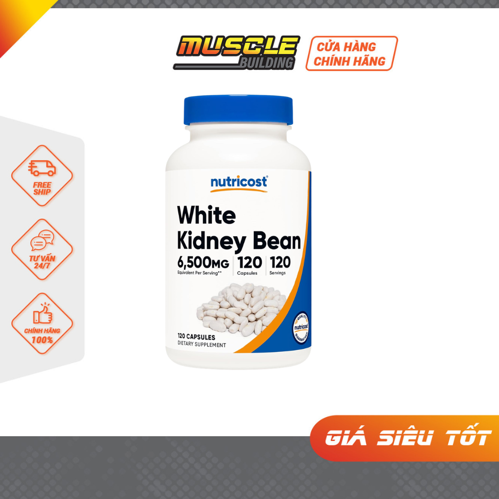 Nutricost White Kidney Bean – Hỗ Trợ Ổn Định Đường Huyết Sau Ăn, Hỗ Trợ Kiểm Soát Tinh Bột