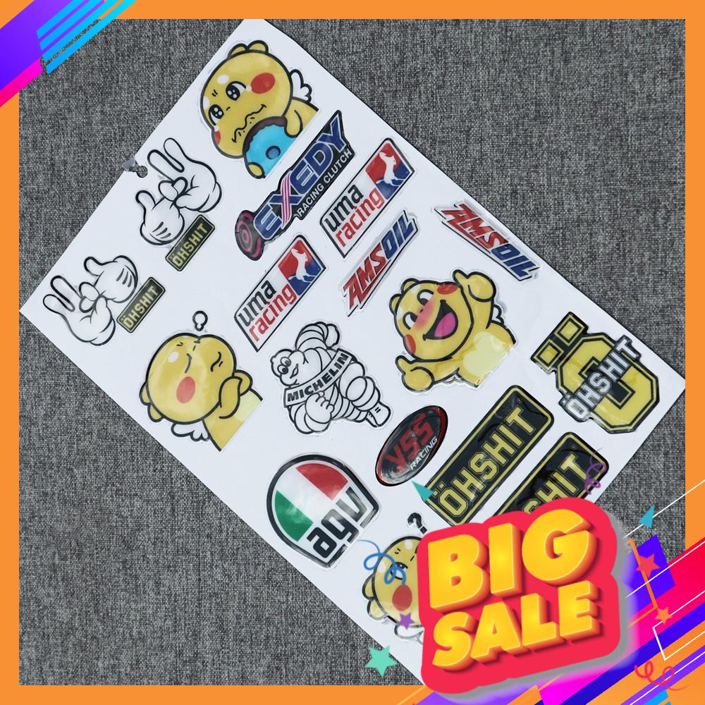 [ TEM NỔI OSH] BỘ TEM LOGO, TEM NỔI LOGO AGV, MICHELIN, YSS... MẪU MỚI SIÊU ĐẸP