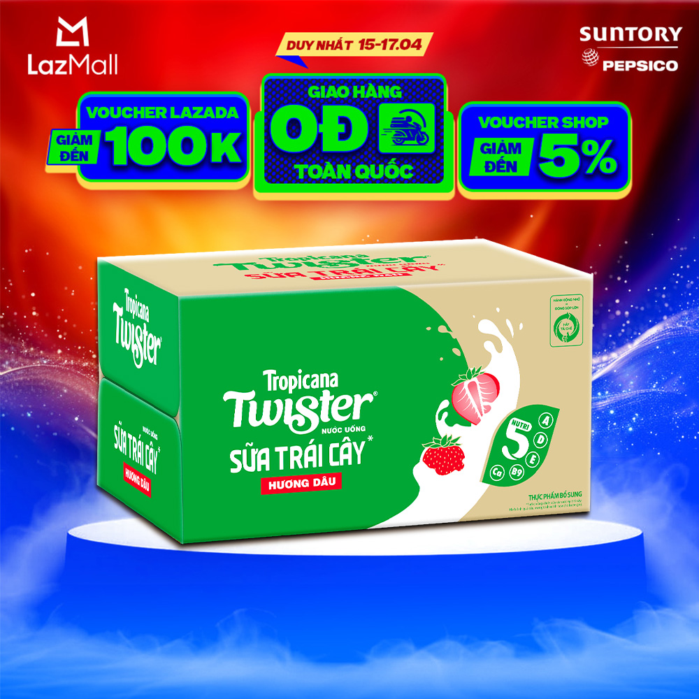 [SALE ĐẠI LỄ] Thùng 24 Chai Sữa Trái Cây Hương Dâu Twister (320ml/chai)
