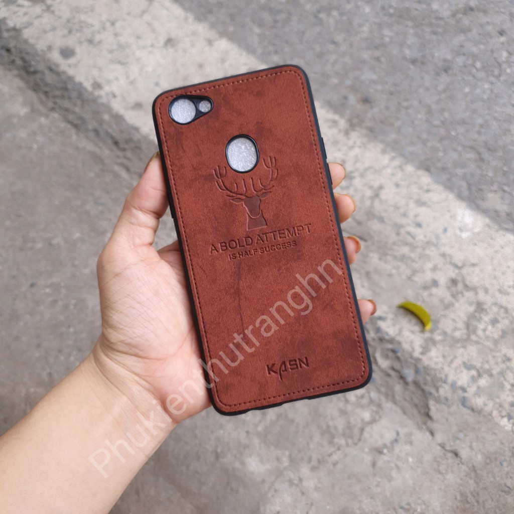 Ốp giả da hươu Oppo F5 - 3 màu đen/ nâu/ xám