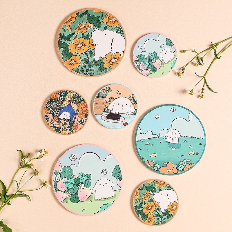 Miếng lót ly bằng đá gốm, lót cốc thấm nước siêu đẹp 10*10cm family86