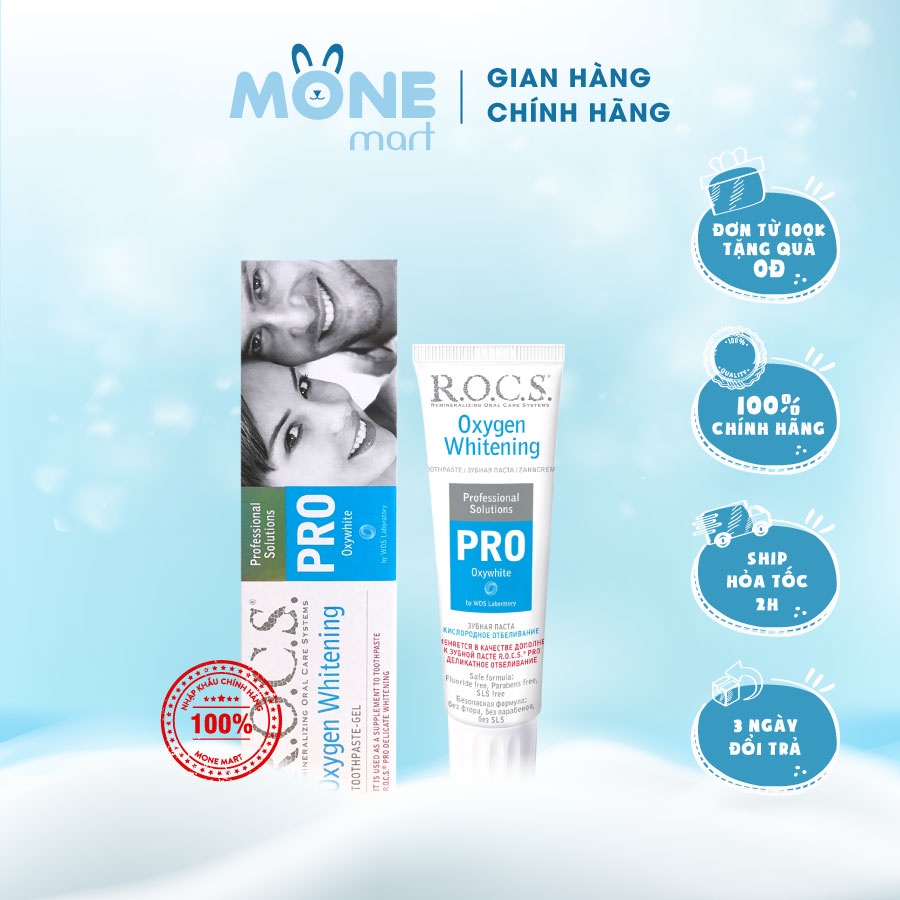 Kem đánh răng R.O.C.S. trắng răng vị bạc hà Pro Delicate Whitening Freshmint 135g