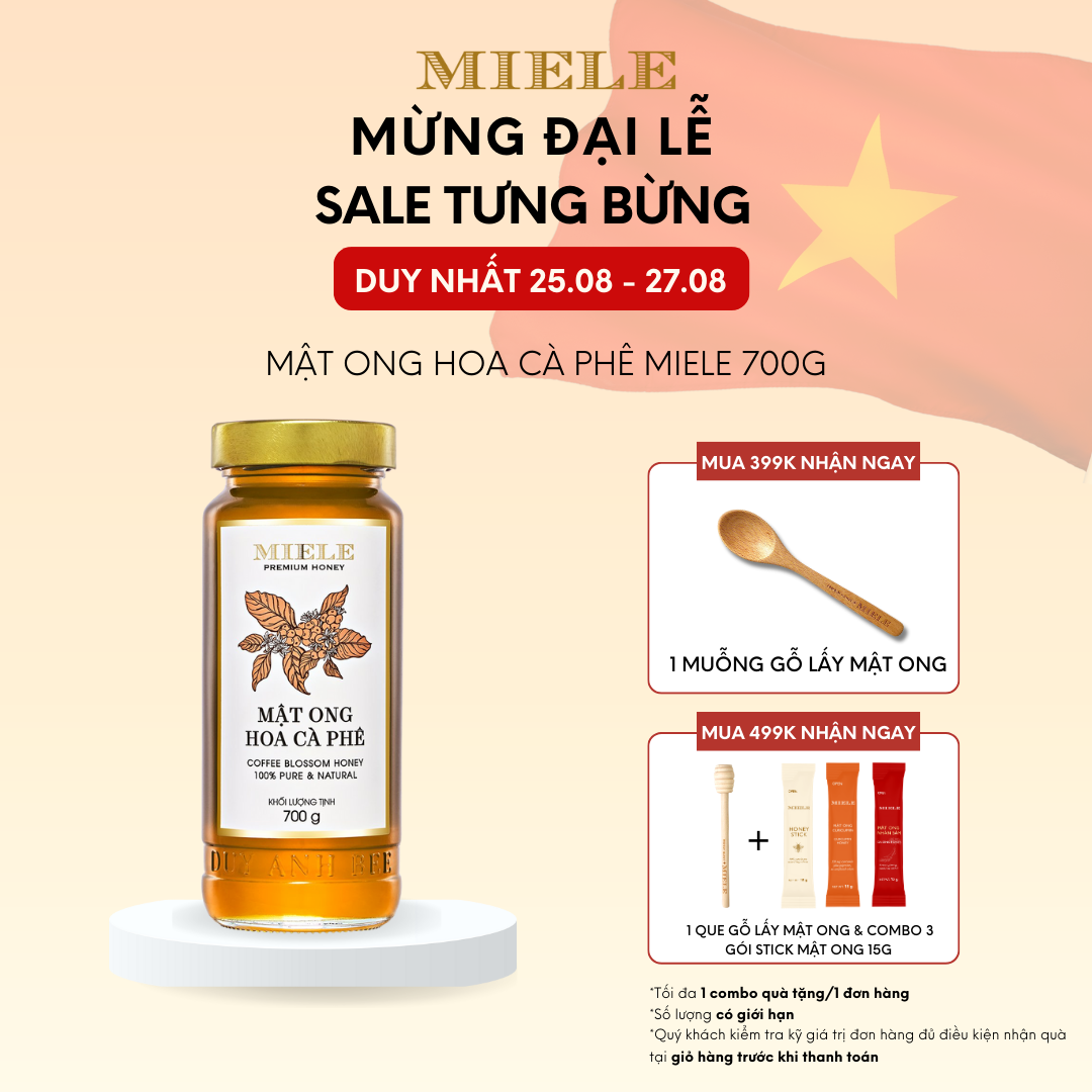 Mật ong hoa cà phê nguyên chất miele 700g