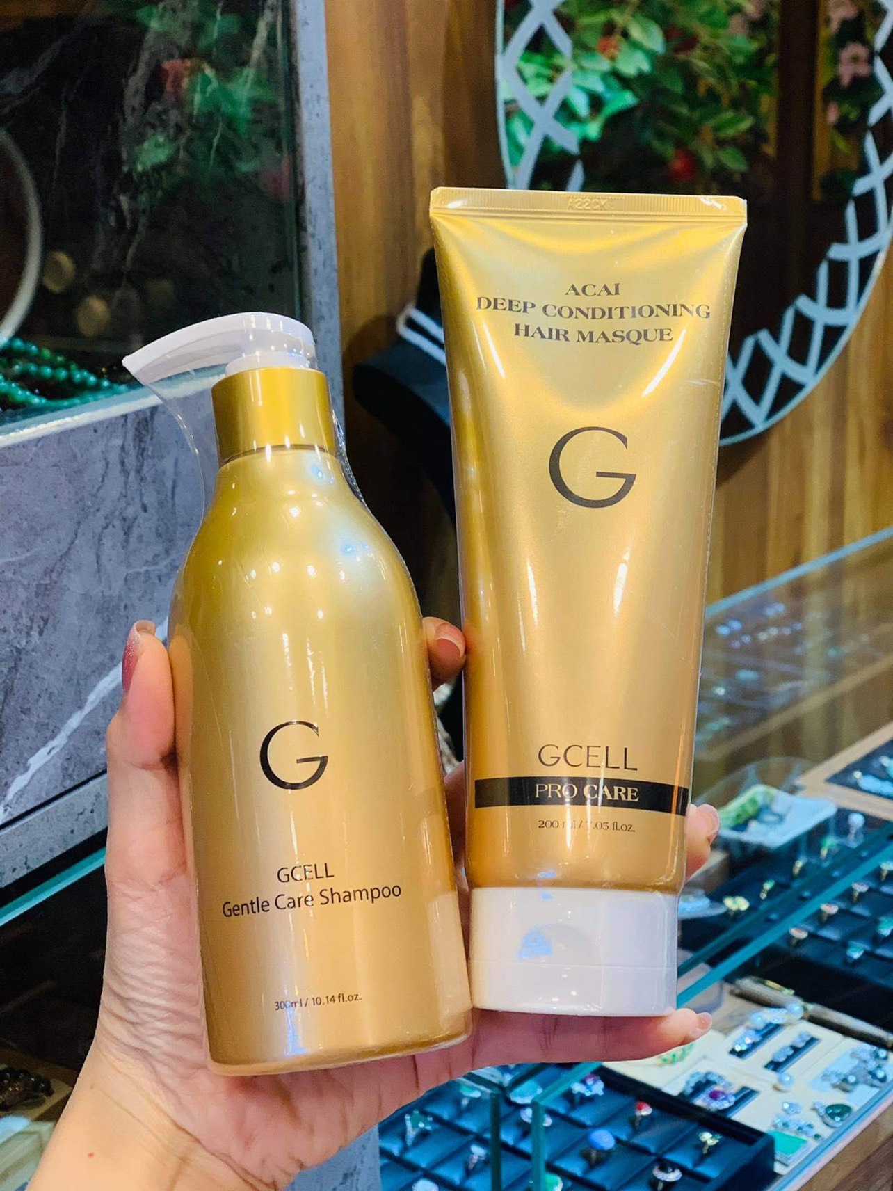 Combo Gội Xả Ngăn Rụng Tóc & Phục Hồi Tóc Hàn Quốc Gcell Gentle care Shampoo, Acai Deep Conditioning Hair Masque