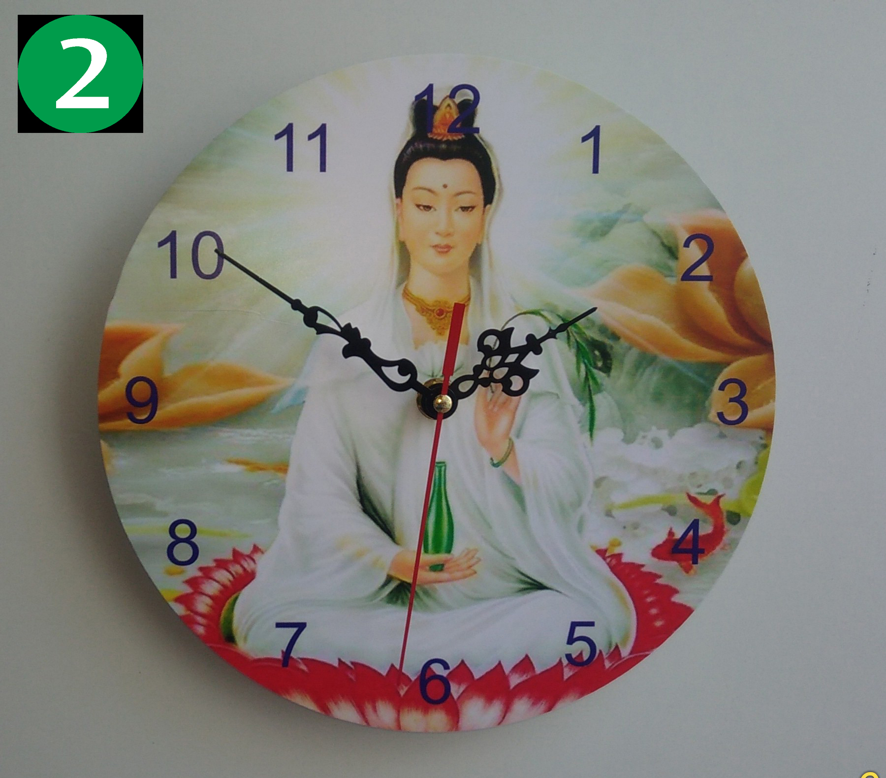 Đồng hồ treo tường kim trôi bồ tát quan thế âm