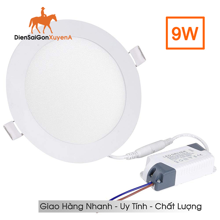 Đèn Led âm trần 9W tròn siêu mỏng ánh sáng trắng, vàng, LED Downlight 9W