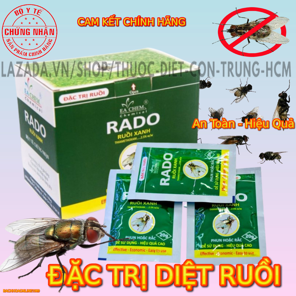 Thuốc diệt ruồi xanh Rado gói 20g - diệt ruồi hiệu quả 1 gói