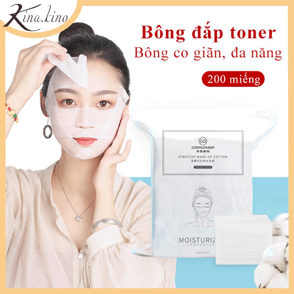 Bông đắp toner cotton COENCOTTON 200 miếng- Kinakino phukienlamdep
