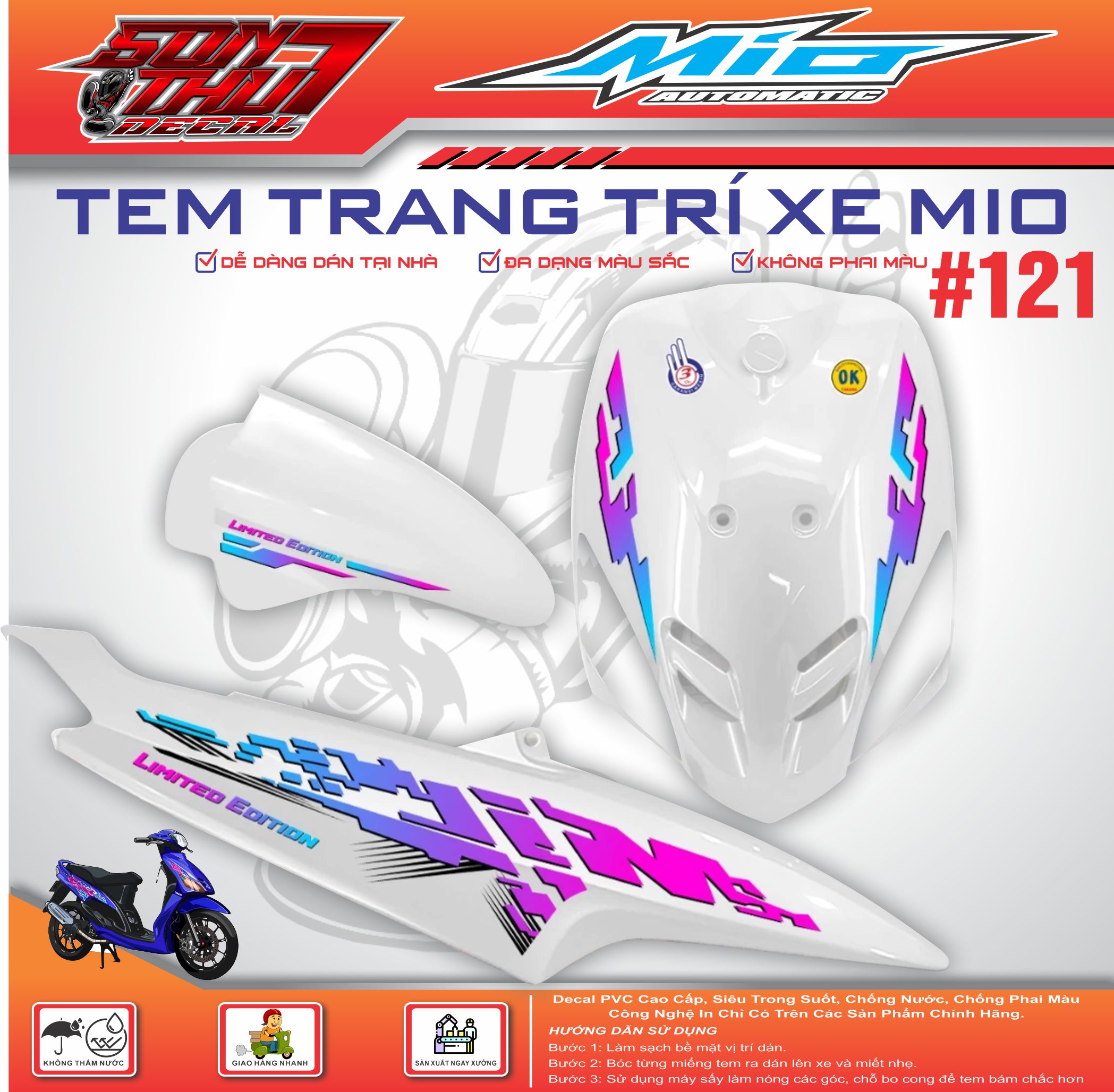 Yamaha Mio Sport Motorcycle Sticker # 121 (High Quality Materials - Sharp Color - No Color Fade) Giá 104,000 Đồng*Miễn phí vận chuyển