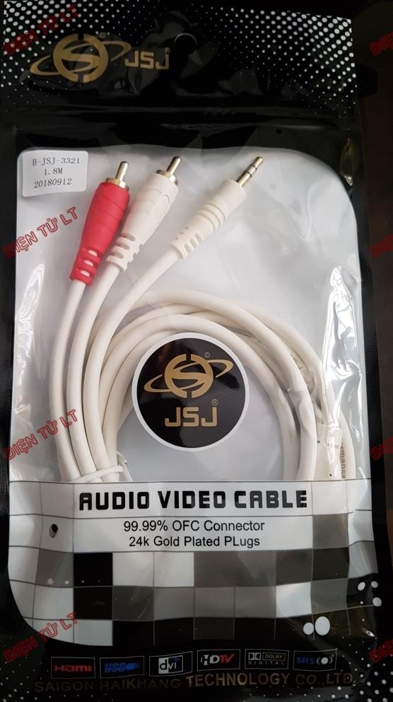 [HCM]Dây cáp loa jack 3.5 ra 2 hoa sen AV dài 1.8M JSJ