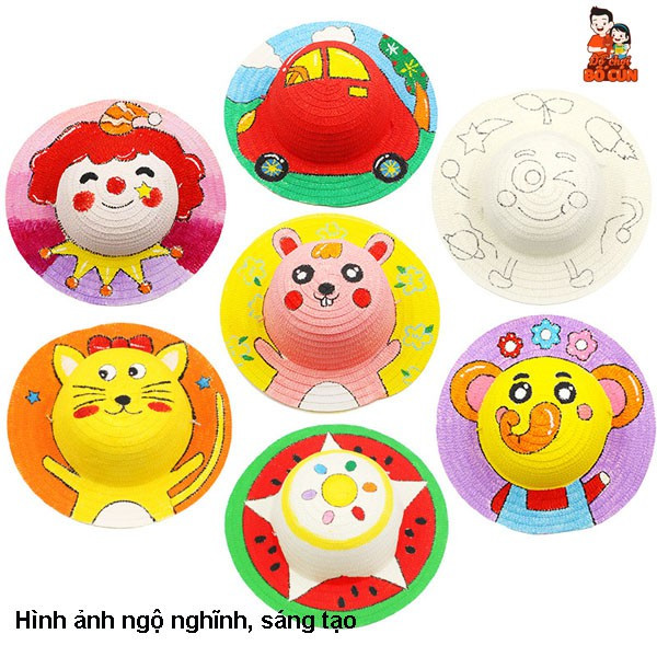 Mũ tô màu thủ công sáng tạo cho bé