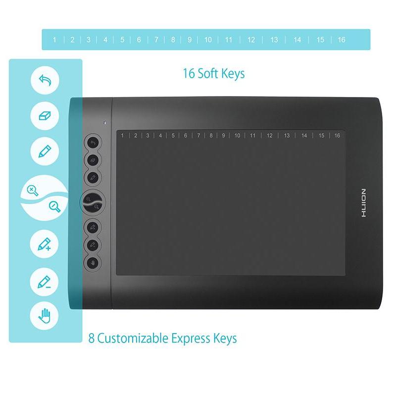 Huion h610 pro bút kỹ thuật số máy tính bảng 10 đồ họa máy tính bảng tranh viên máy tính bảng vẽ với bút đen
