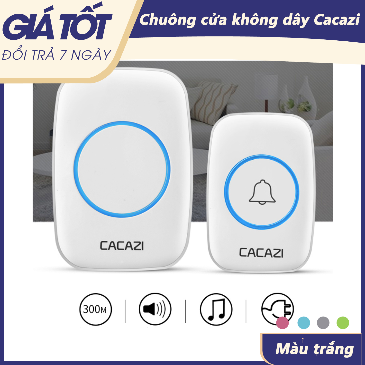 Chuông cửa không dây, chuông cửa- chuông cửa không dây Cacazi , dụng cụ bảo vệ nhà cửa- Hỗ trợ đổi trả 7 ngày