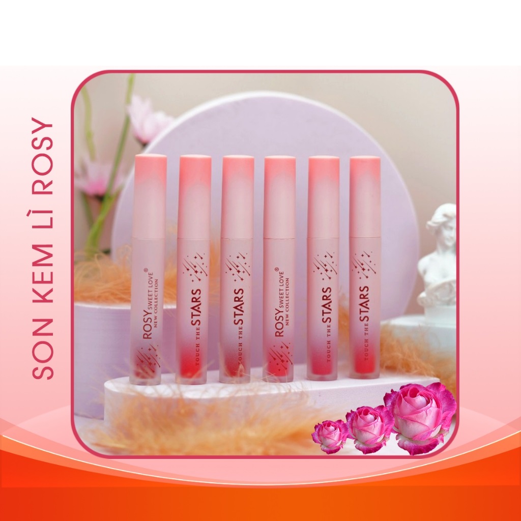 Son kem lì Rosy 06 màu Roses Matte Lipstick kháng nước mềm môi lâu trôi