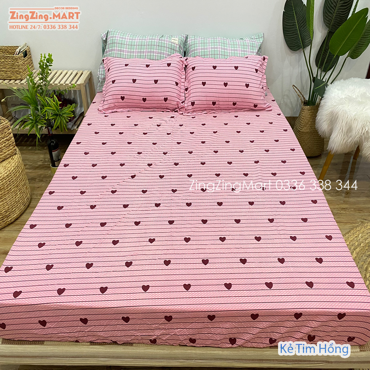 Bộ Ga Gối Mẫu Bơ Hello Cotton Poly, Ga giường Nhiều Kích Thước M2/M6/M8/2M2
