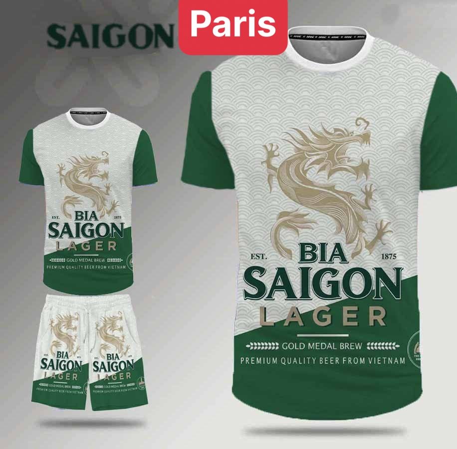 Đồ bộ in nhiệt quần áo bóng đá bia mùa hè nam nữ unisex phong cách hot trend - Paris Fashion