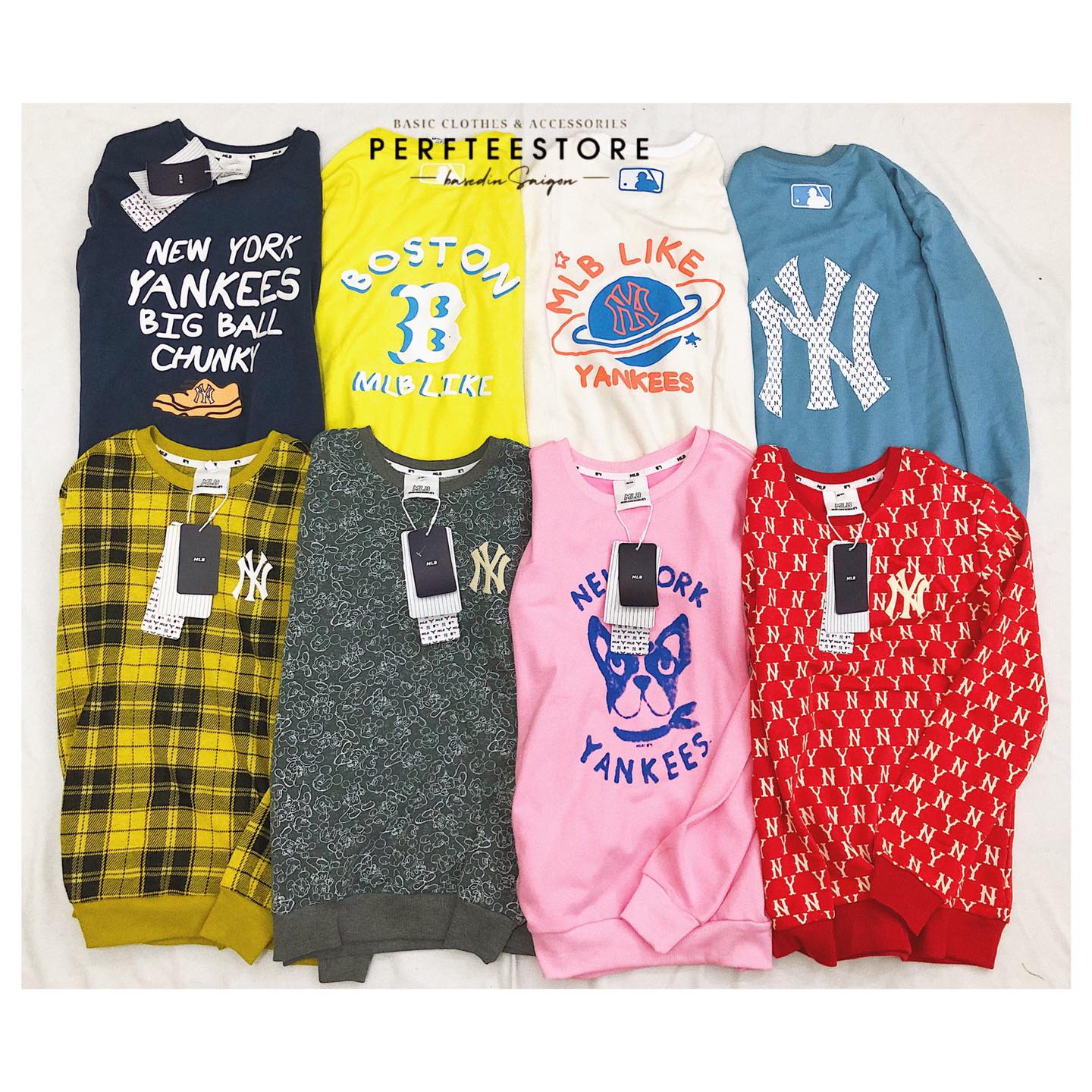 Áo sweater dài tay NY hoạ tiết in form nam nữ nỉ da cá dày vừa |PERFTEE|[ʜı̀ɴʜ•ᴄʟɪᴘ ᴛʜᴀ̣̂ᴛ]