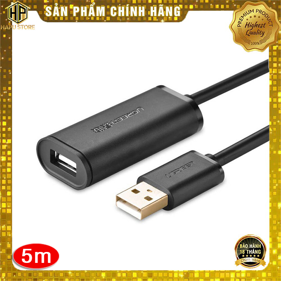 Cáp nối dài usb ugreen 10319 dài 5m chuẩn usb 2.0 có chíp khuếch đại - hapustore