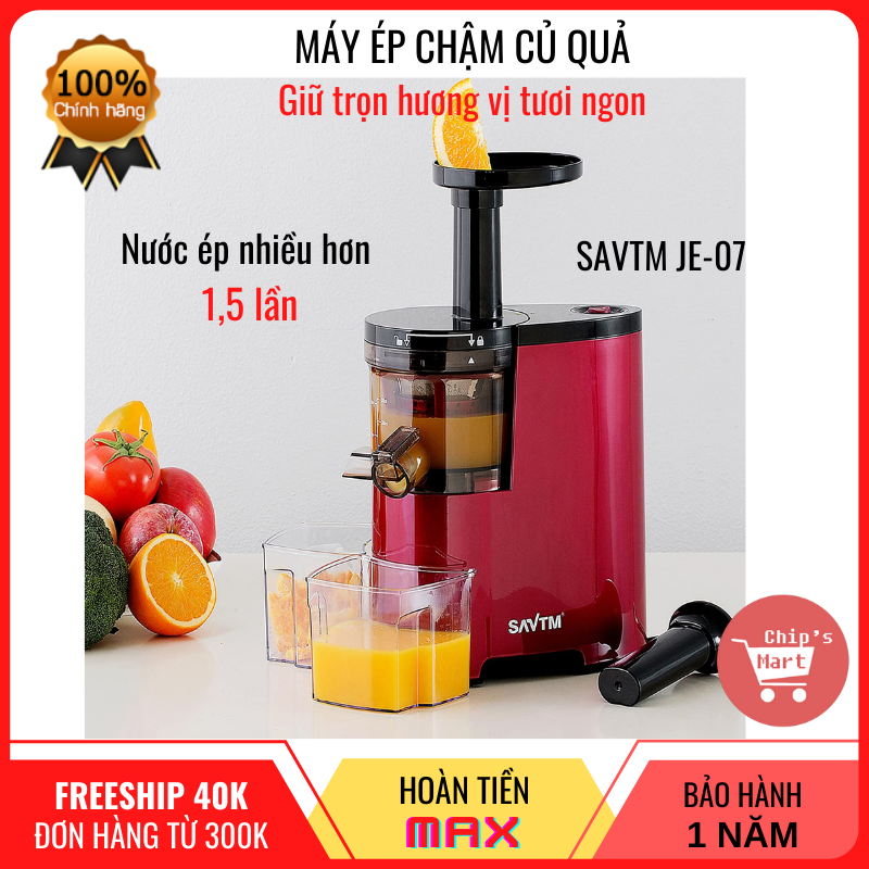 [Giữ trọn dưỡng chất] Máy Ép Chậm, Ép Trái Cây, Hoa Quả Tốc Độ Chậm SAVTM JE-07 – Hàng Chất Lượng Cao, Giá Rẻ - FREE BPA đảm bảo an toàn thực phẩm