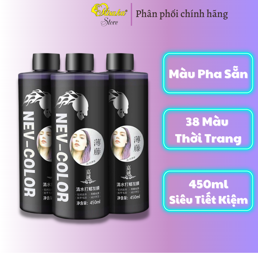 Nhuộm Phủ Bóng Hàn Quốc 450ml - [FreeShip Max] - Phủ Bóng 5D NEV-Color tone màu thời trang , màu pha săn không cần oxi , tóc nhuộm bóng đẹp (Misaka store)