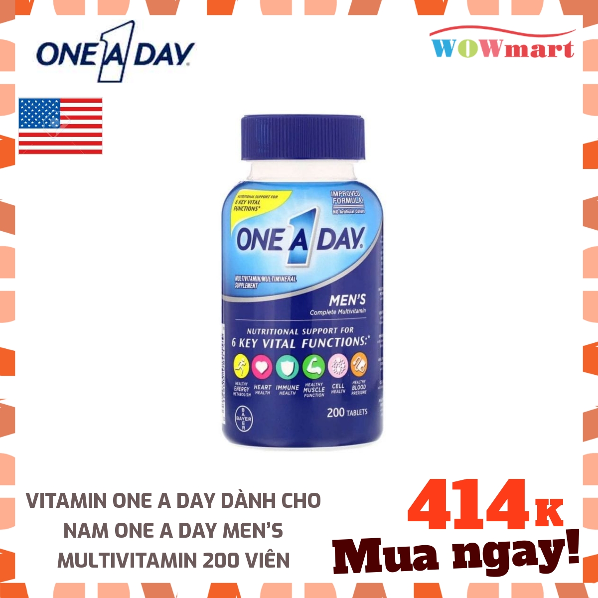 Vitamin One A Day dành cho nam One A Day Men’s Multivitamin 200 viên -