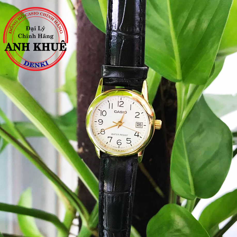Đồng hồ nữ dây da casio standard anh khuê ltp-v002gl-7b2udf cao cấp