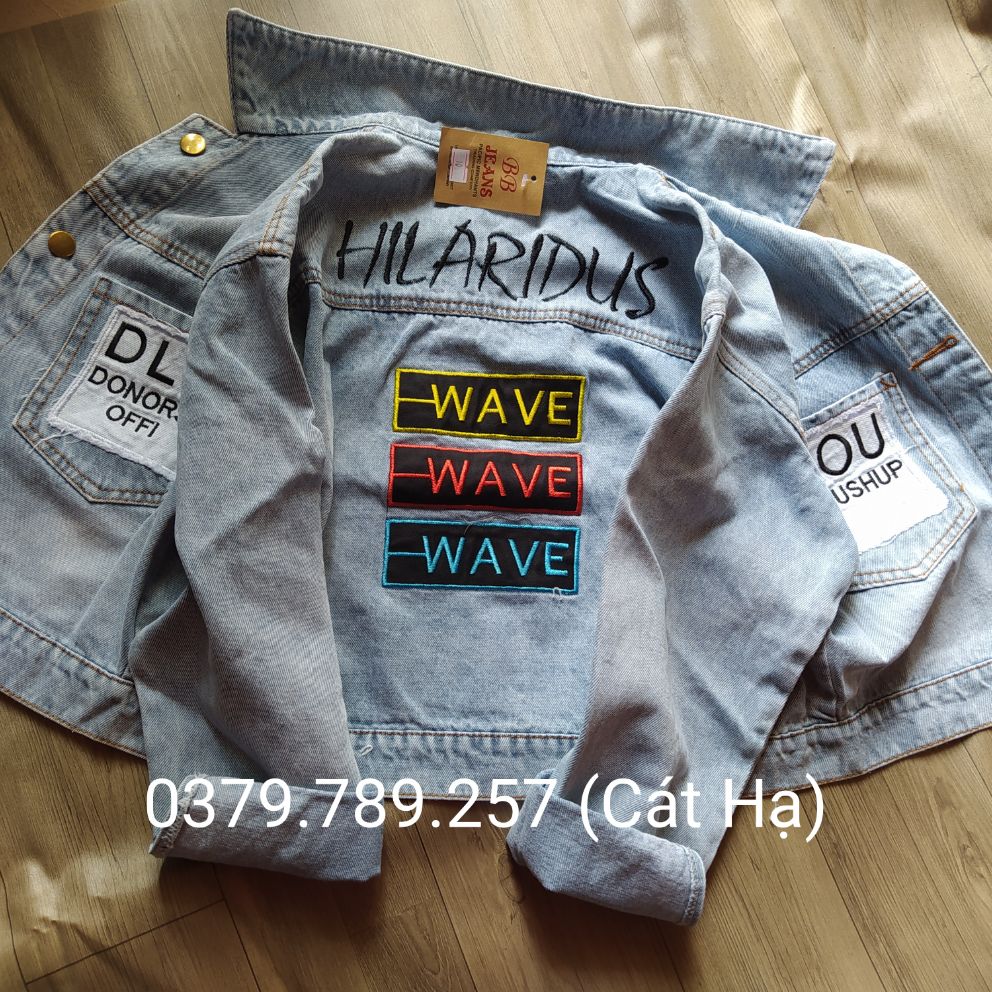 [HCM]Áo khoác jean denim nữ Wave sáng tạo cao cấp Wave form dưới 58Kg